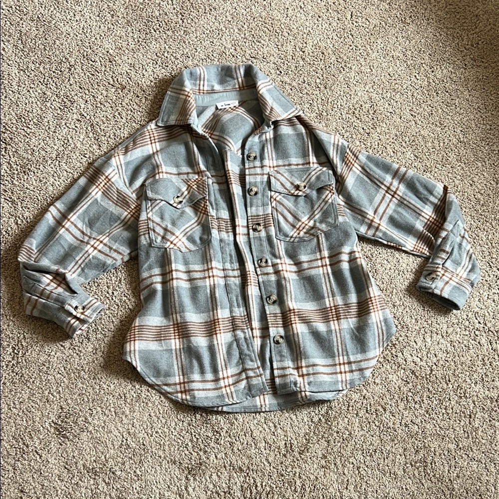 In Bloom Plaid Women’s Shacket in Blue and Brown